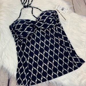 NWT Robin Piccone Navy & White Tankini Small